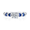 14K White Gold Engagement Ring With Diamonds And Sapphires