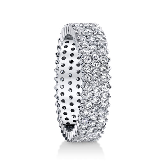 14K White Gold Pave Diamond Three Row Eternity Band