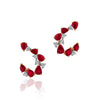 18K Two tone earrings with diamonds and ruby's