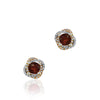 18K Tricolor earrings with diamonds,tsavorite and garnet