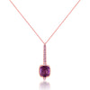 18K Rose gold necklace with diamonds and amethyst
