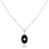 18K White gold oval onyx pendant necklace with diamonds