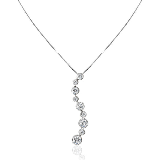 18K White gold necklace with diamonds.
