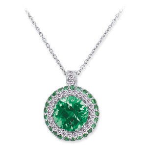 18K White Gold Pendant Necklace With Diamonds Tsavorite And Amethyst