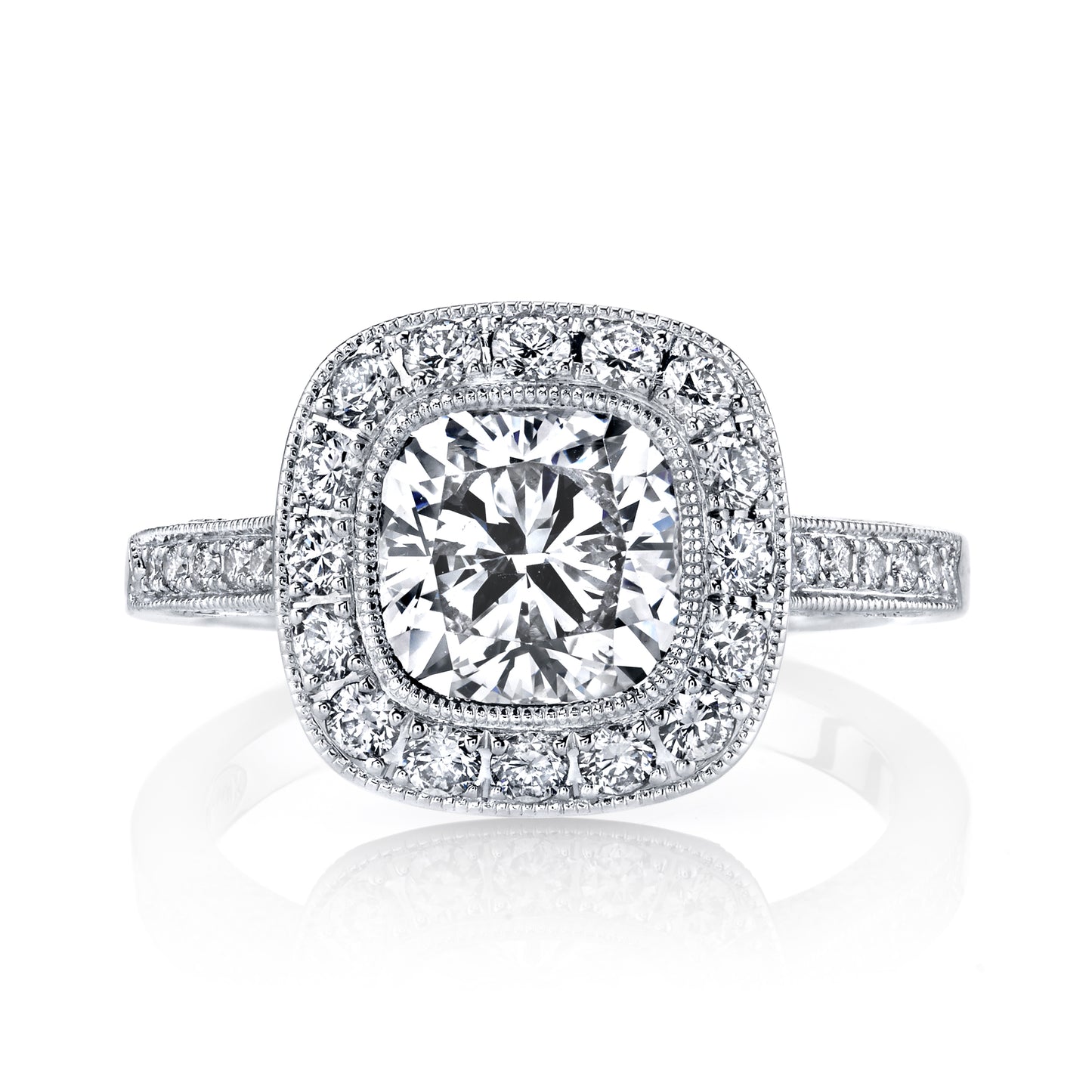 18K White Gold Halo Diamond Engagement Ring