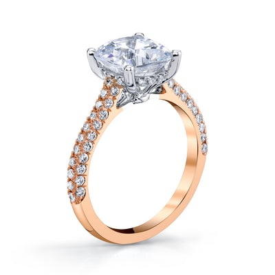 18K Rose Gold Pave Cushion Engagement Ring