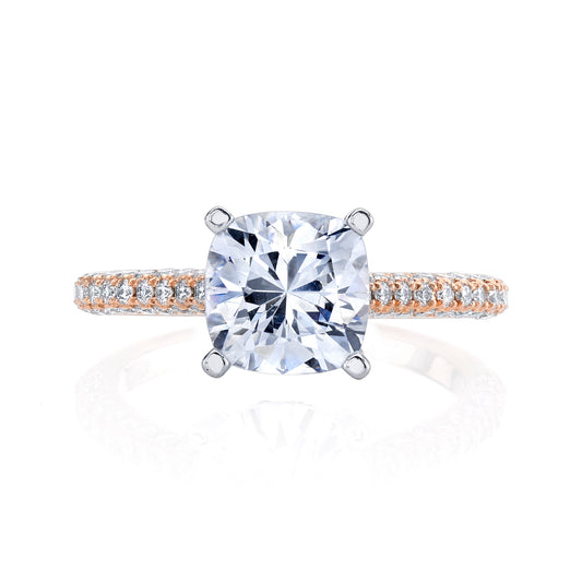 18K Rose Gold Pave Cushion Engagement Ring