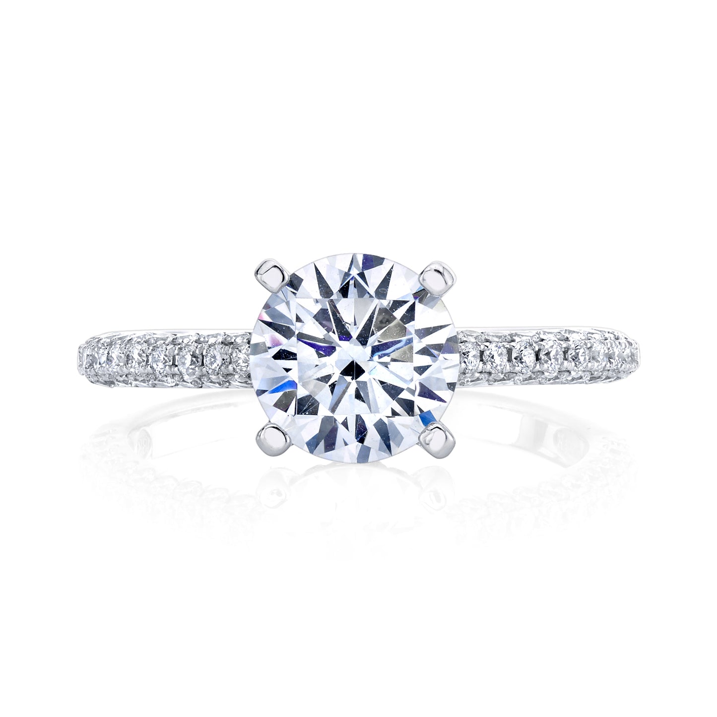 18K White Gold Pave Round Engagement Ring