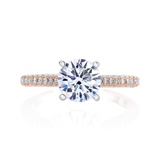 18K Rose Gold Pave Round Engagement Ring