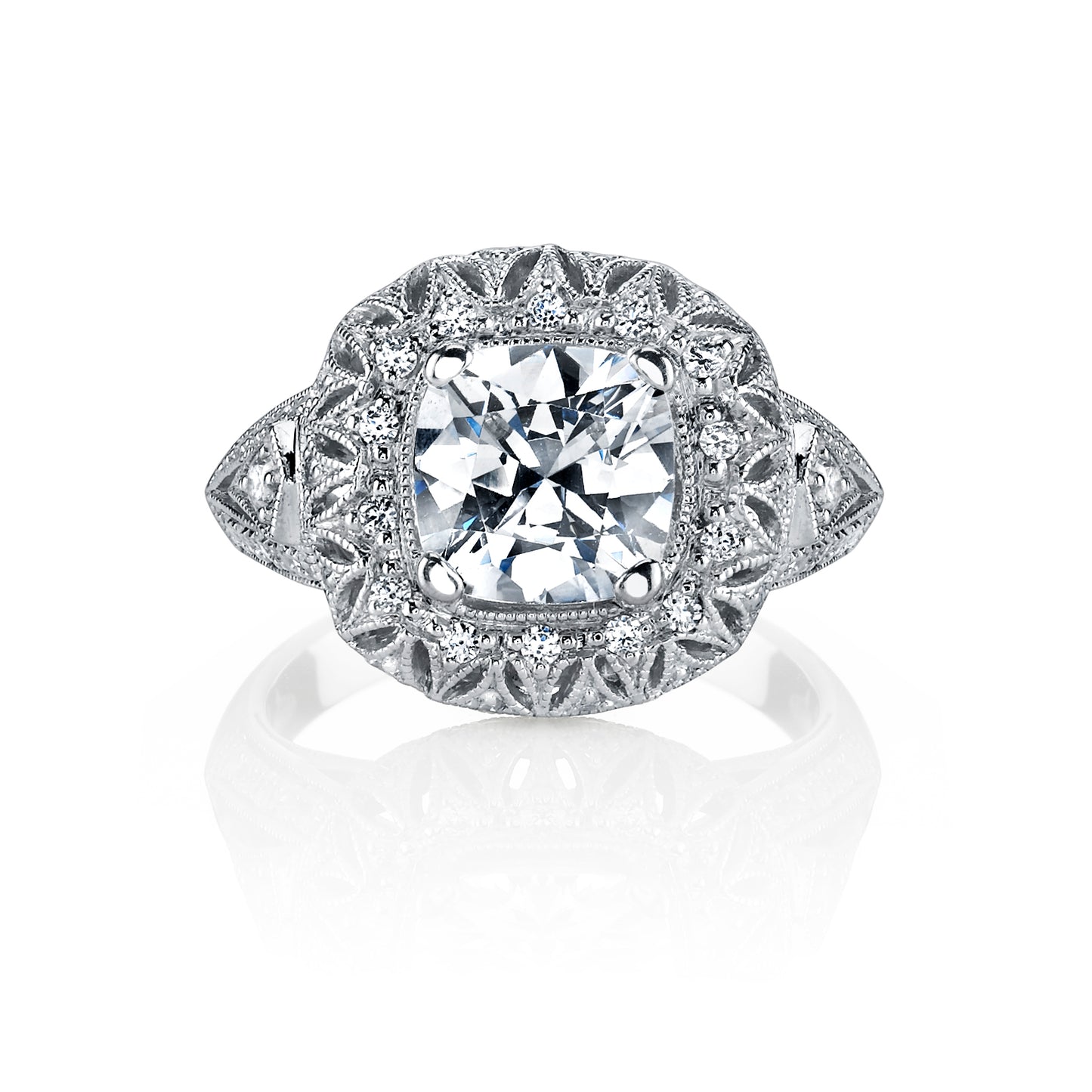 18K White Gold Halo Diamond Engagement Ring