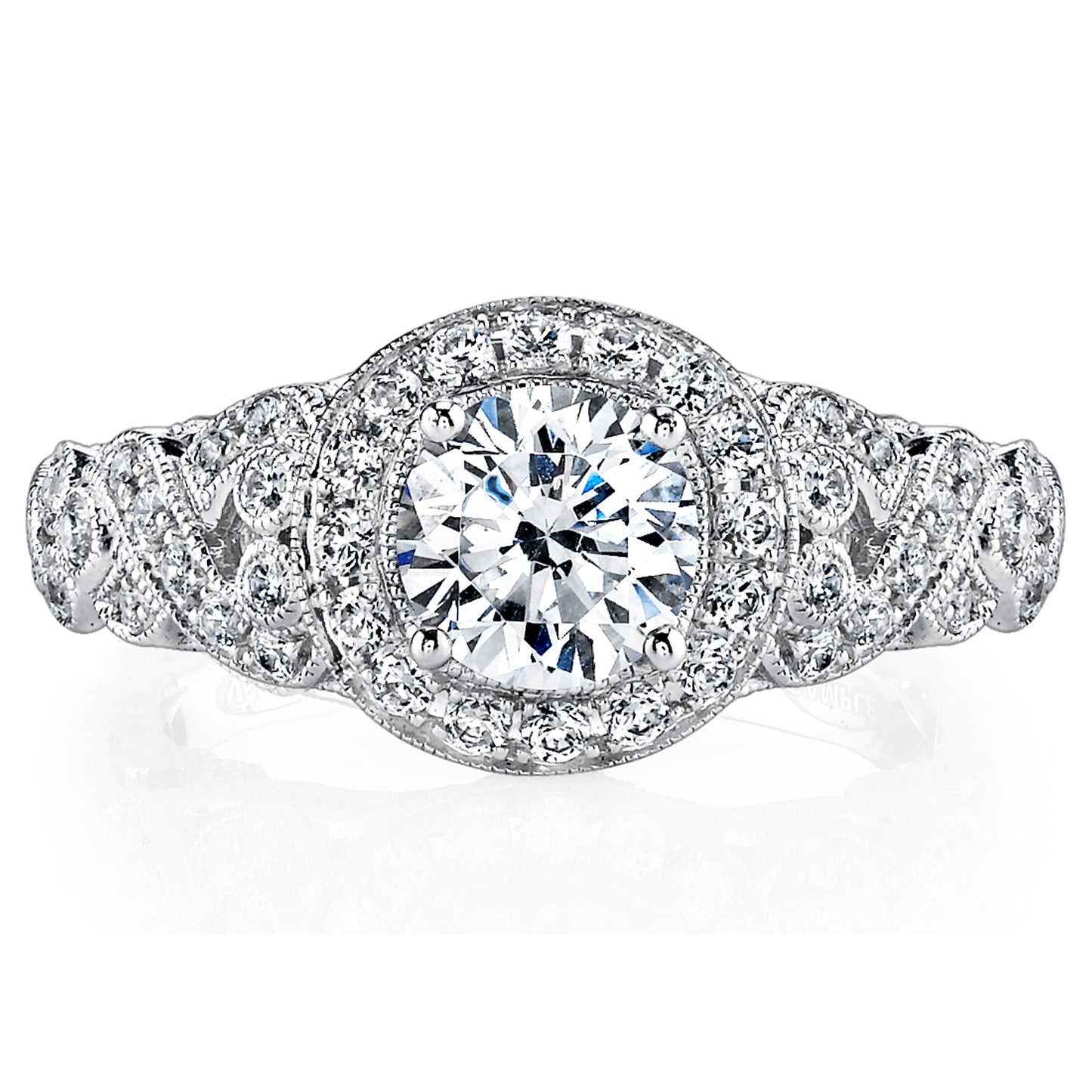 18K White Gold Halo Diamond Engagement Ring