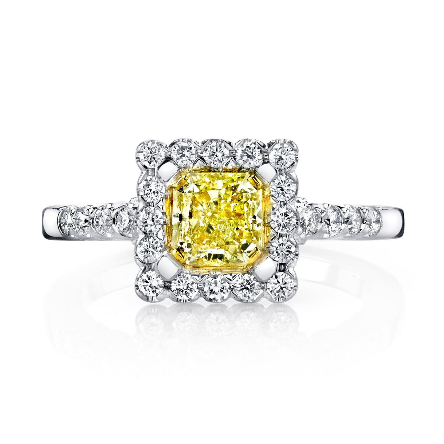 18K YELLOW DIAMOND HALO ENGAGEMENT RING