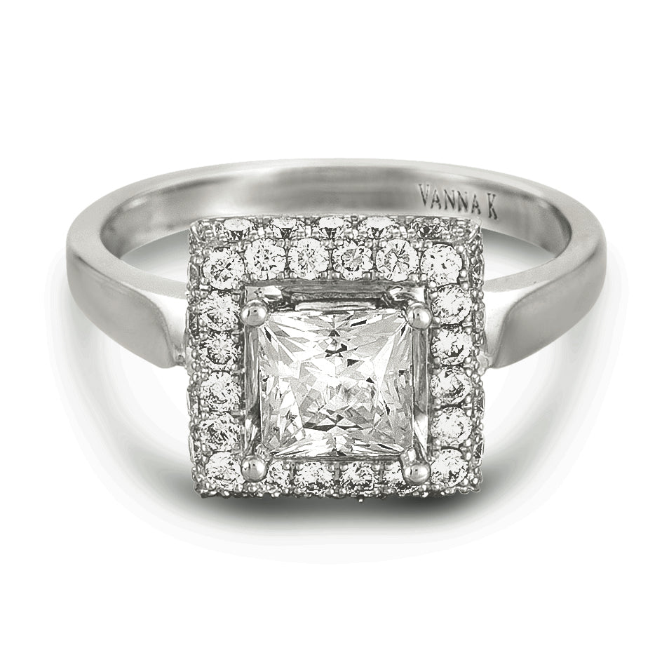 18K White Gold Diamond Engagement Ring