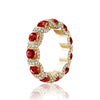 18K Yellow gold eternity band with diamonds and ruby's