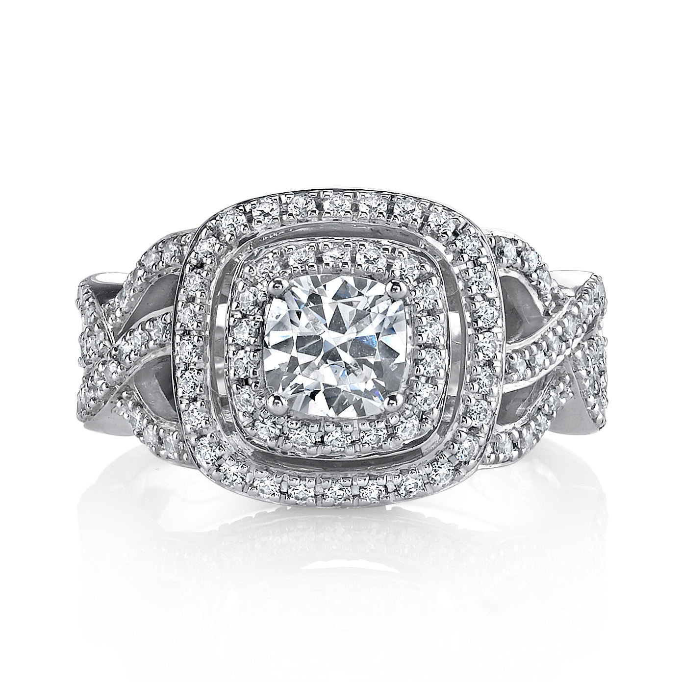 18K White Gold Double Halo Diamond Engagement Ring