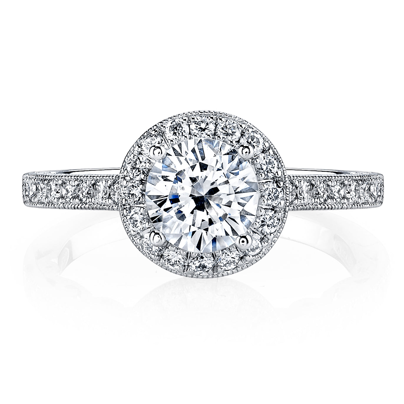 18K White Gold Halo Diamond Engagement Ring