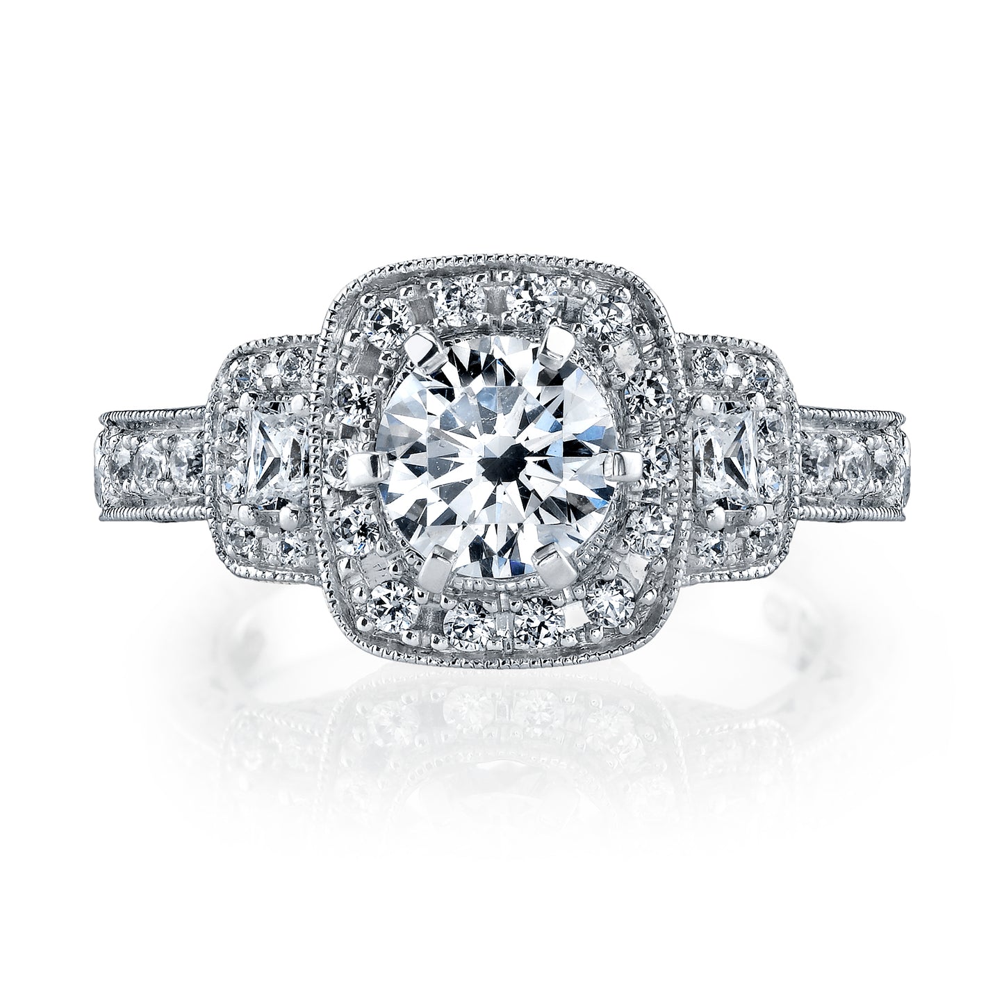 18K White Gold Halo Diamond Engagement Ring