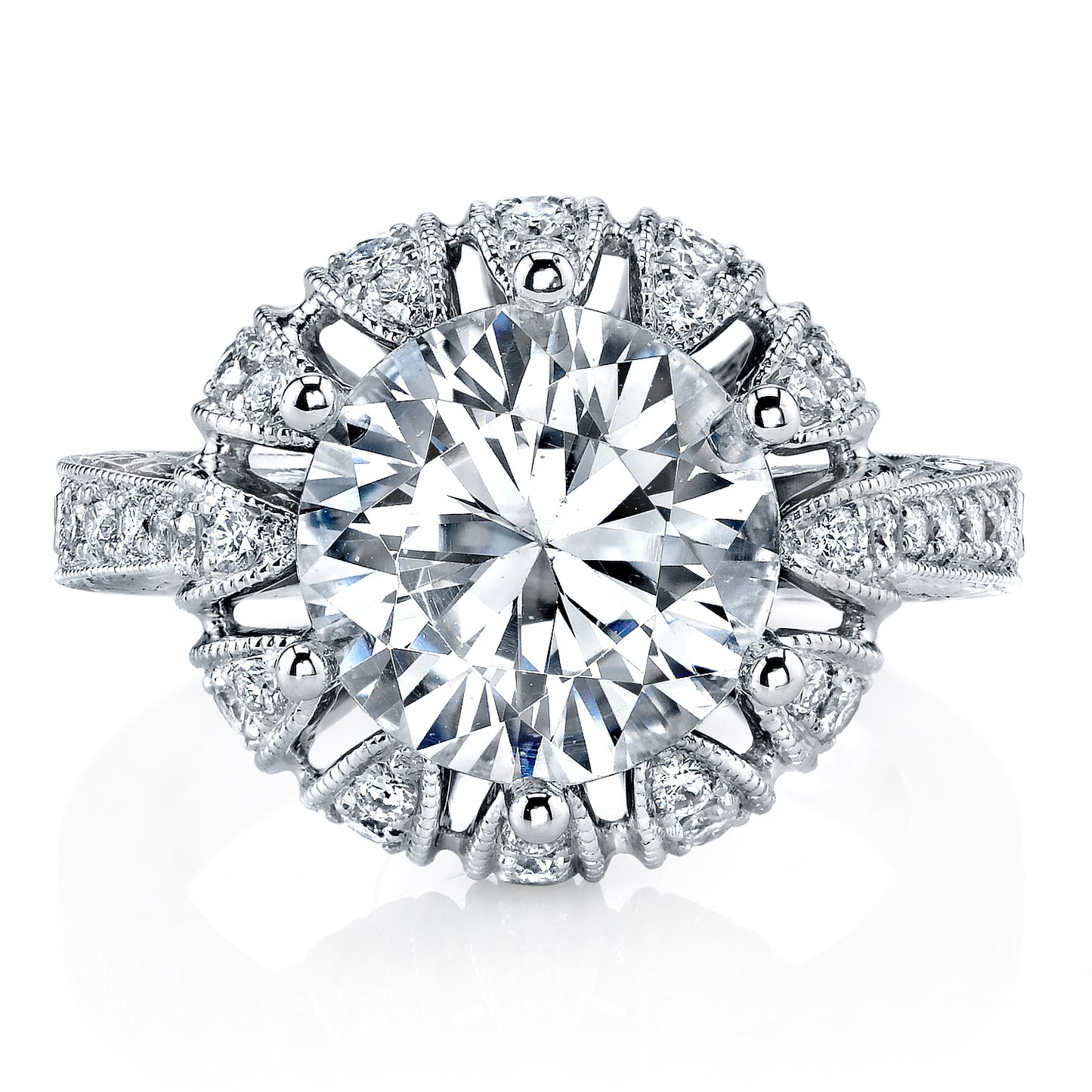 18K White Gold Signature Crown Diamond Engagement Ring