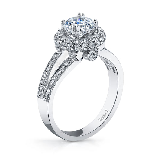 18K White Gold Halo Diamond Engagement Ring