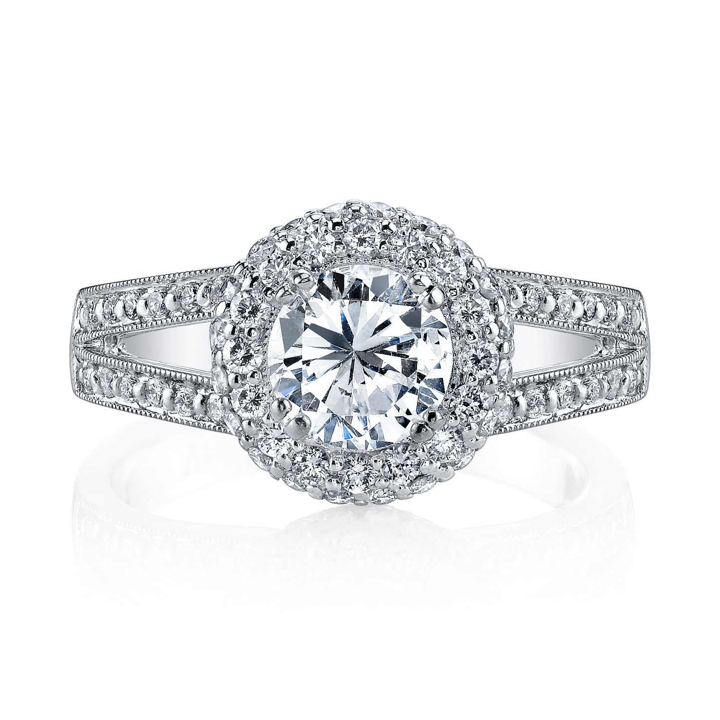 18K White Gold Halo Diamond Engagement Ring
