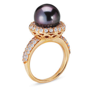 18K Black Gold Garnet Engagement Ring
