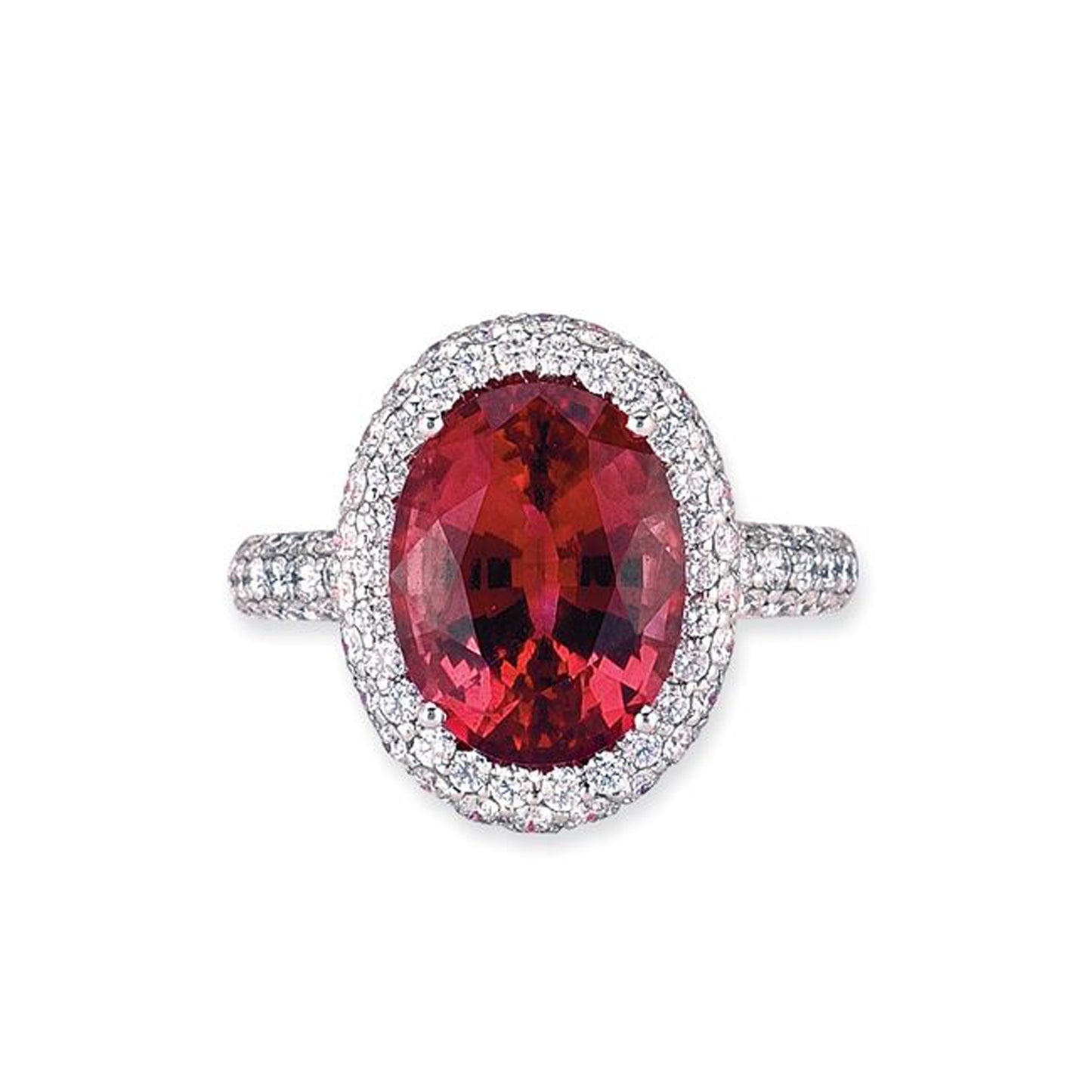 18K White Gold Ring With Diamonds And Tourmaline