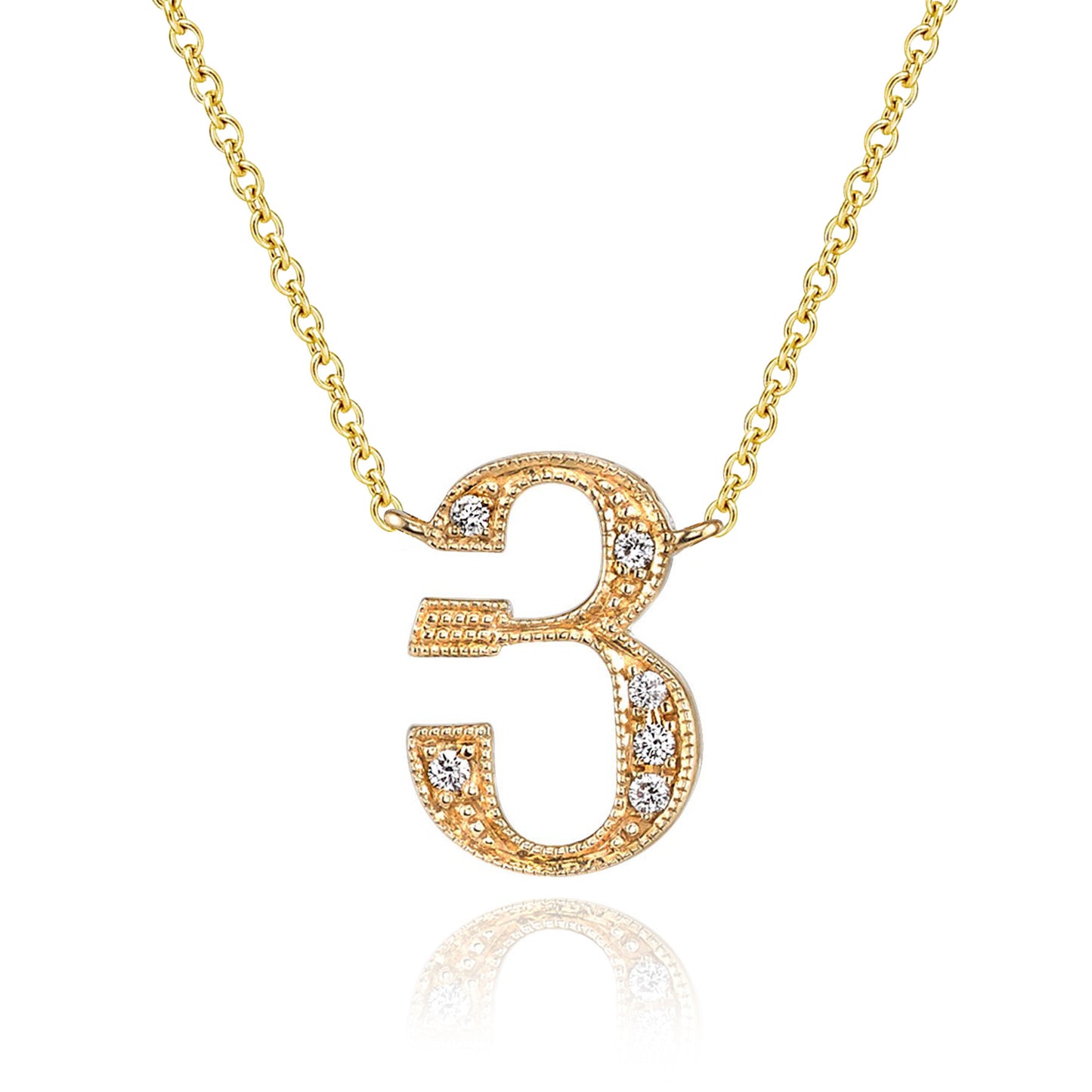 14K Yellow Gold Armenian Initial Diamond Necklace