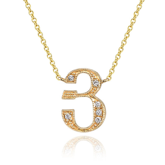 14K Yellow Gold Armenian Initial Diamond Necklace
