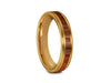 HAWAIIAN Koa Wood Inlay Tungsten Carbide Ring - Yellow Gold Palted - Koa Wood Wedding Band - Engagement Ring - Beveled Shaped - Comfort Fit  4mm - Vantani Wedding Bands
