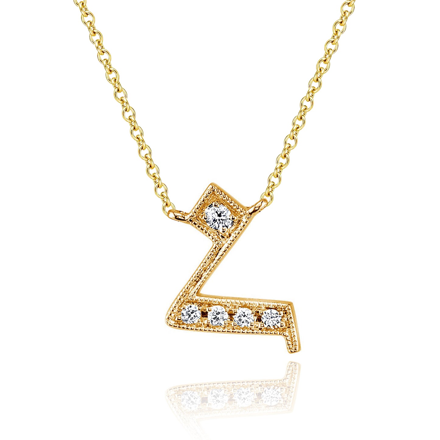 14K Yellow Gold Armenian Initial Diamond Necklace
