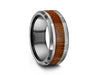 HAWAIIAN Koa Wood Inlay Tungsten Carbide Ring - Koa Wood  Wedding Band - Engagement Ring - Beveled Shaped - Comfort Fit  8mm - Vantani Wedding Bands