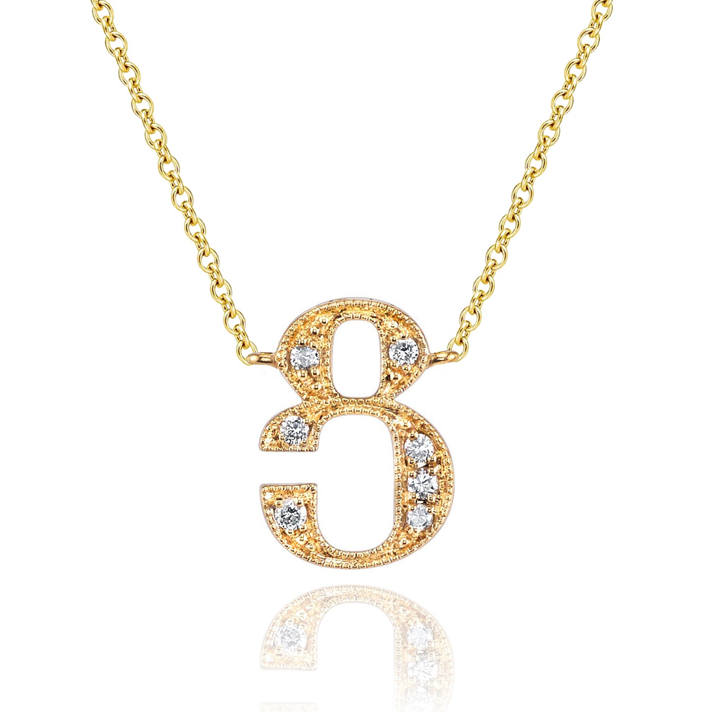 14K Rose Gold Armenian Initial Diamond Necklace
