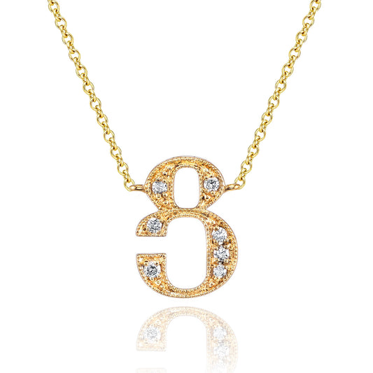 14K Rose Gold Armenian Initial Diamond Necklace