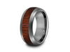 HAWAIIAN Koa Wood Inlay Tungsten Carbide Ring - Koa Wood Wedding Band - Engagement Ring - Dome Shaped - Comfort Fit  8mm - Vantani Wedding Bands