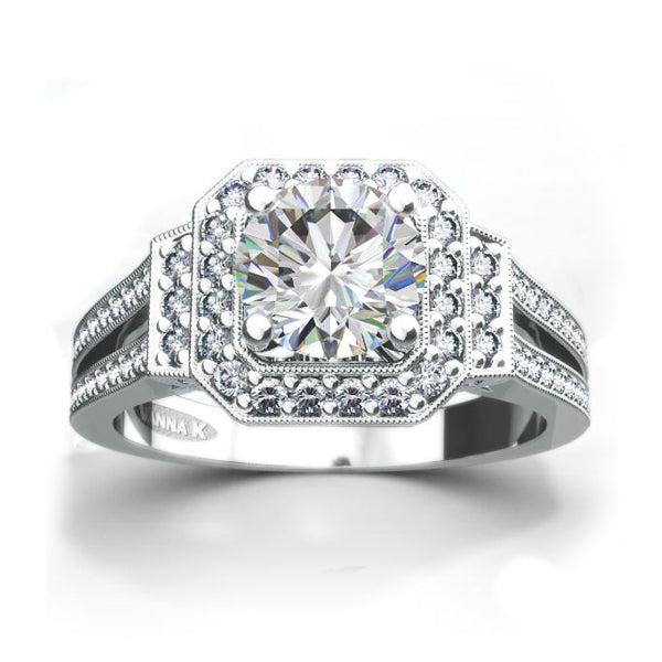 18K White Gold Diamond Engagement Ring