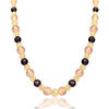 14K Yellow gold beaded necklace with amethyst and rose quartz