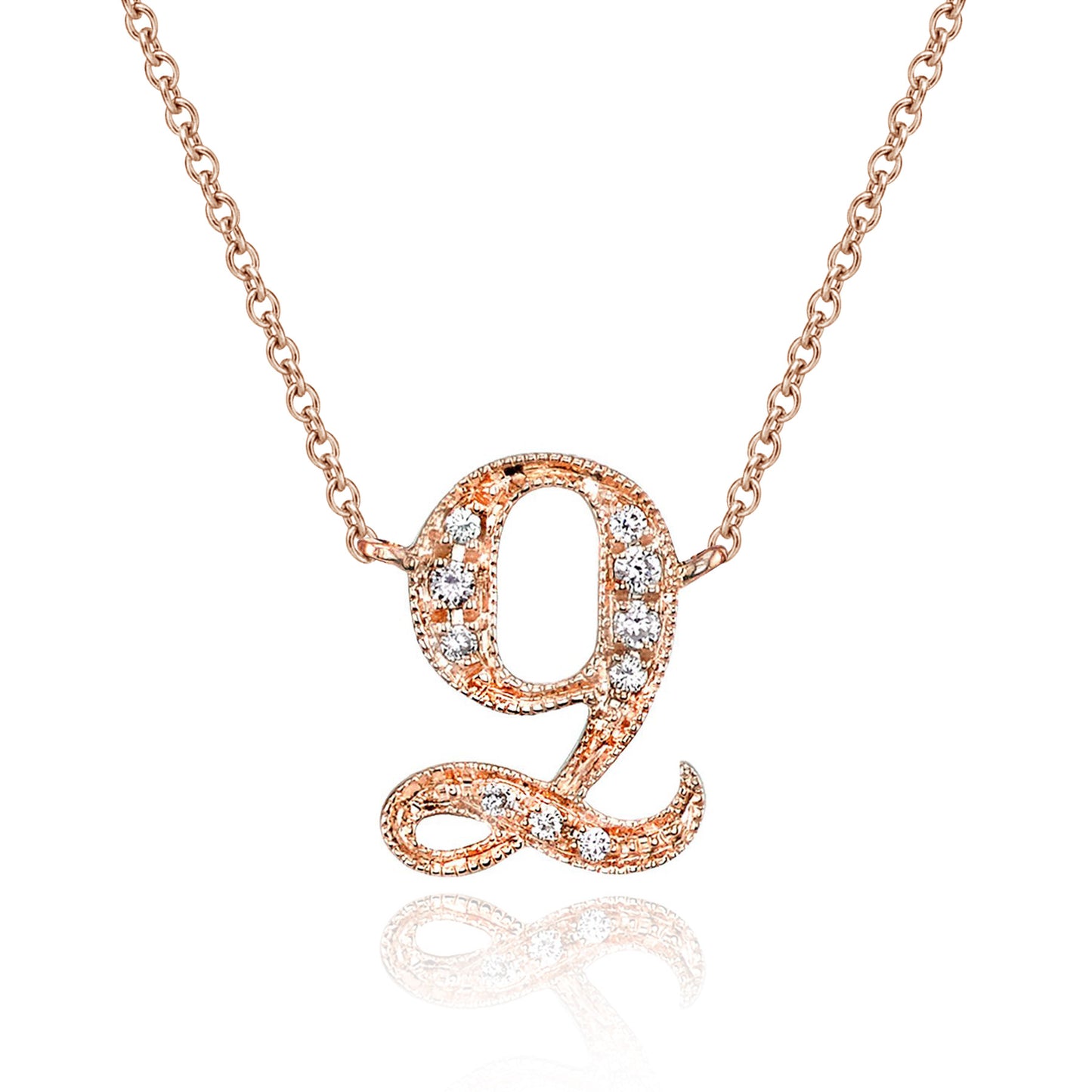 14K Rose Gold Armenian Initial Diamond Necklace