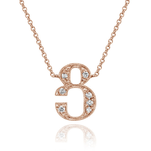 14K Rose Gold Armenian Initial Diamond Necklace