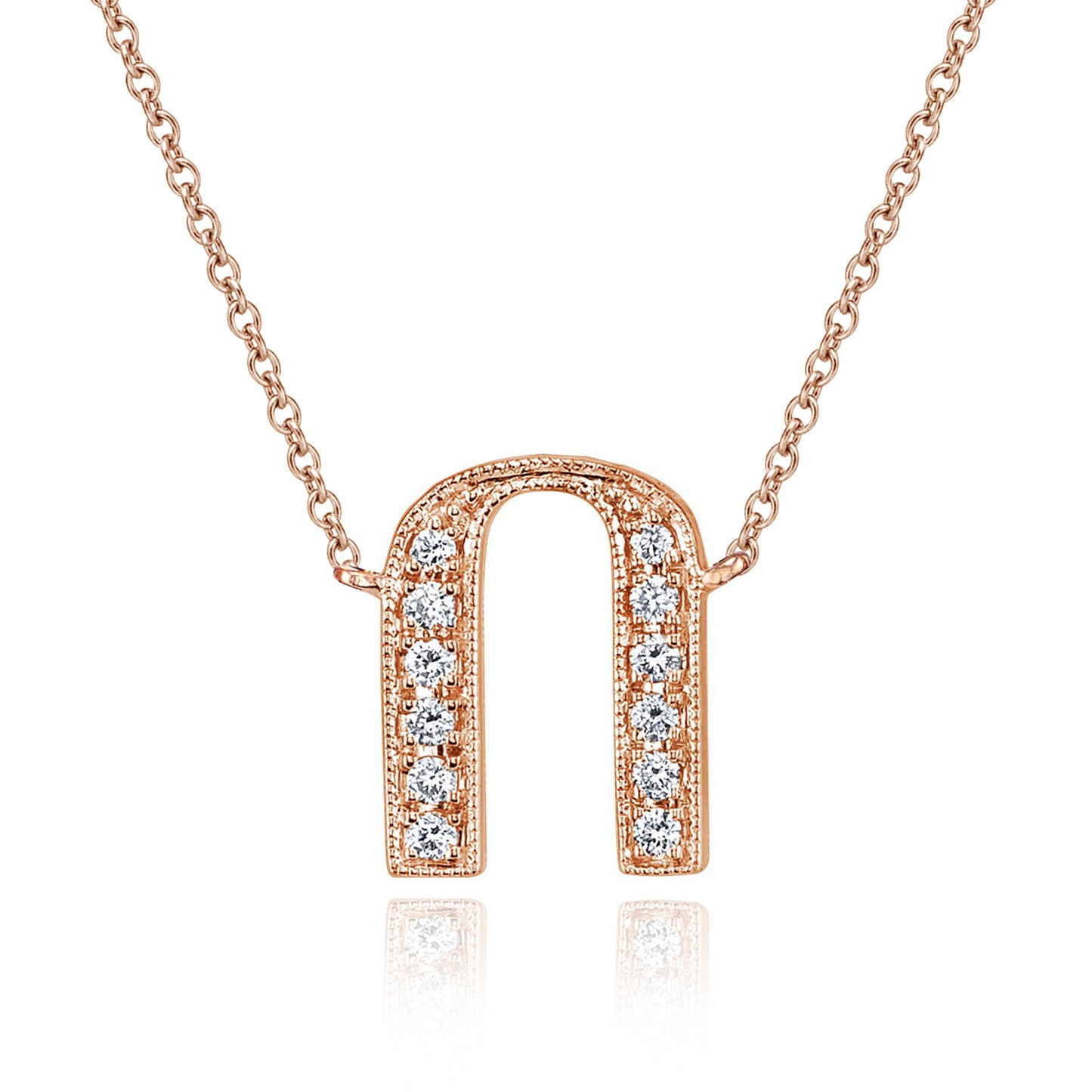 14K Rose Gold Armenian Initial Diamond Necklace