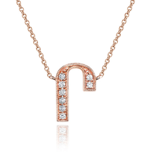 14K Rose Gold Armenian Initial Diamond Necklace
