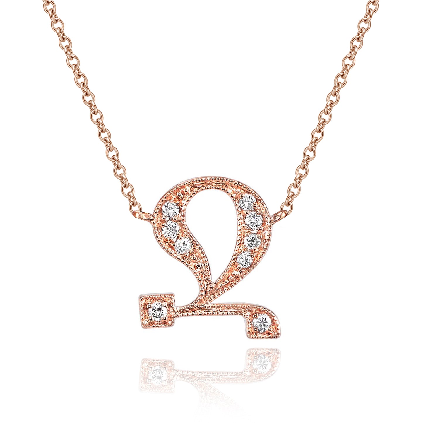 14K Rose Gold Armenian Initial Diamond Necklace
