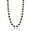 14K Yellow gold beaded necklace with onyx and garnet
