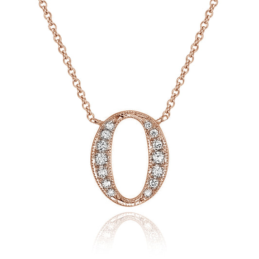 14K Rose Gold Armenian Initial Diamond Necklace