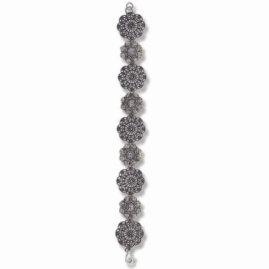 STERLING SILVER BRACELET WITH MARCASITE AND CRYSTALS