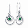STERLING SILVER DANGLE HAMMERED EARRINGS WITH GREEN QUARTZ