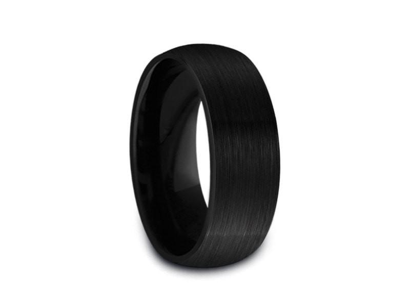 Brushed Black Tungsten Wedding Band - Engagement Ring - Anniversary - Dome Shaped - Comfort Fit 8mm - Vantani Wedding Bands