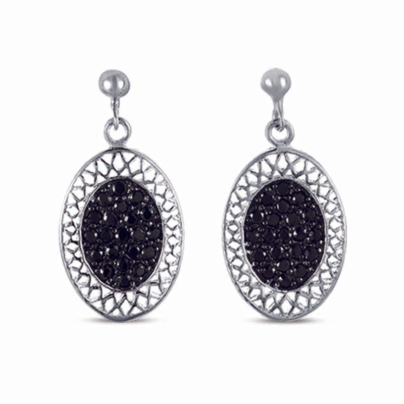 STERLING SILVER EARRINGS WITH BLACK CZ STONES