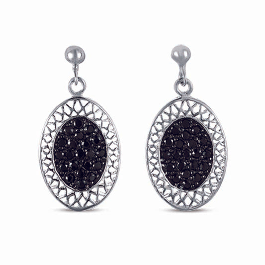 STERLING SILVER EARRINGS WITH BLACK CZ STONES