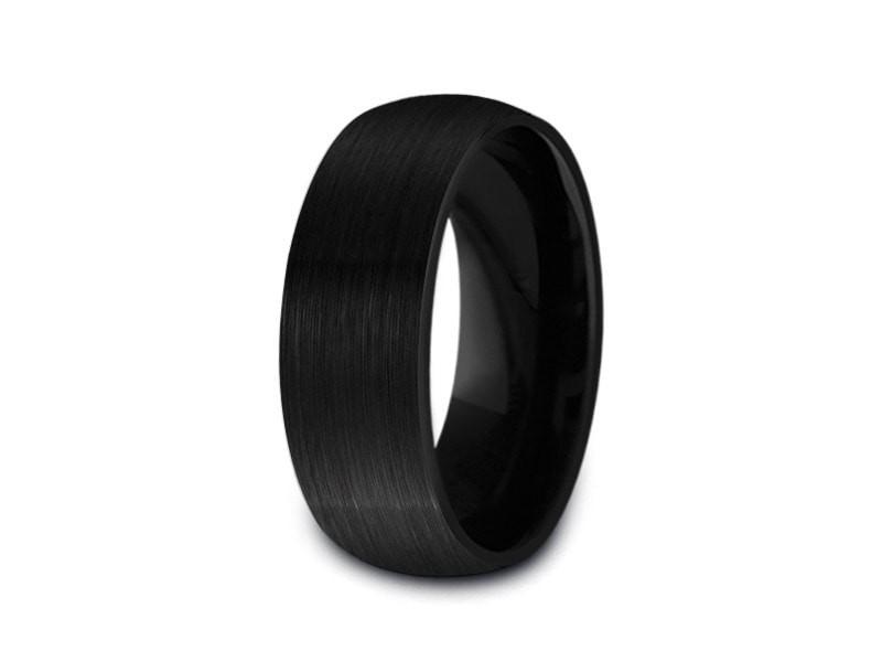 Brushed Black Tungsten Wedding Band - Engagement Ring - Anniversary - Dome Shaped - Comfort Fit 8mm - Vantani Wedding Bands