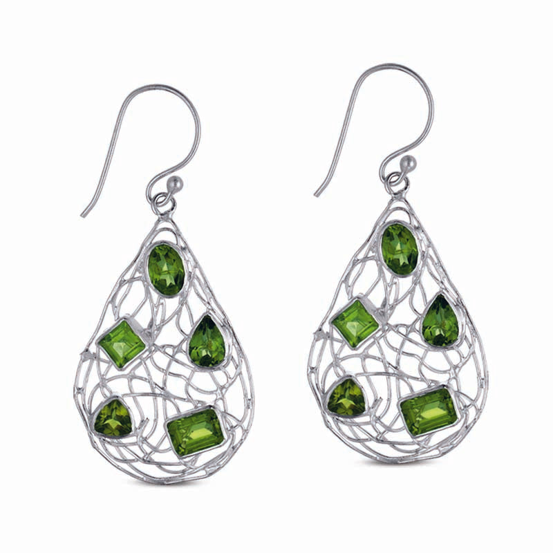 STERLING SILVER PERIDOT DANGLE EARRINGS